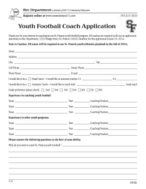 Muskoka United Football Club Coach Application Form